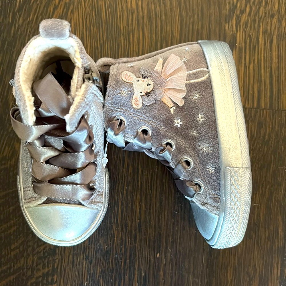 Next velvet embroidered hi top sneakers